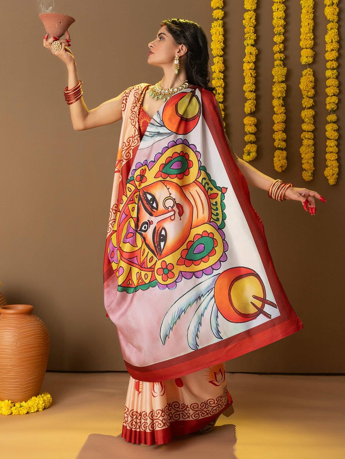 women printed casual wear saree with blouse - 21911818 - Standard Image - 3