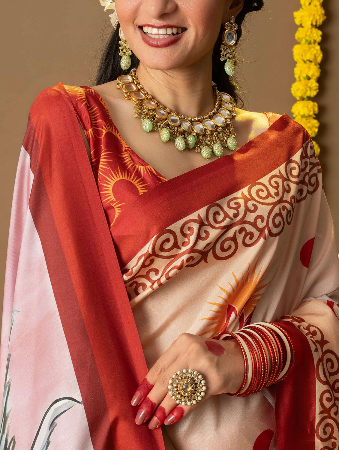 women printed casual wear saree with blouse - 21911818 - Standard Image - 5