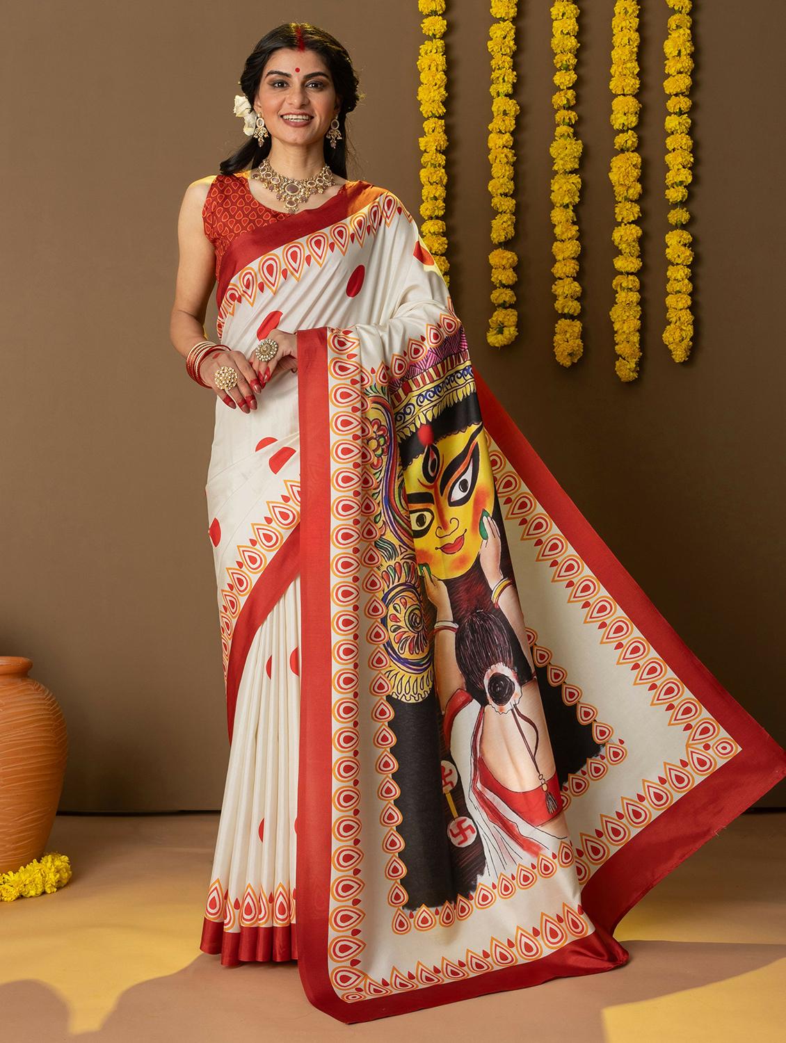 women printed casual wear saree with blouse - 21911820 - Zoom Image - 0