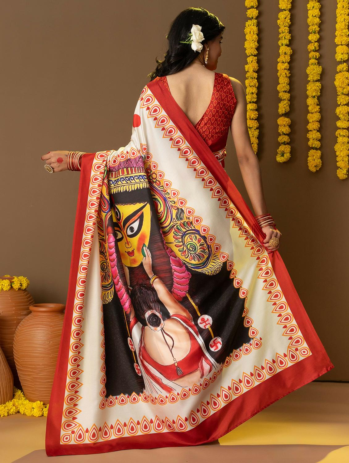 women printed casual wear saree with blouse - 21911820 - Standard Image - 3