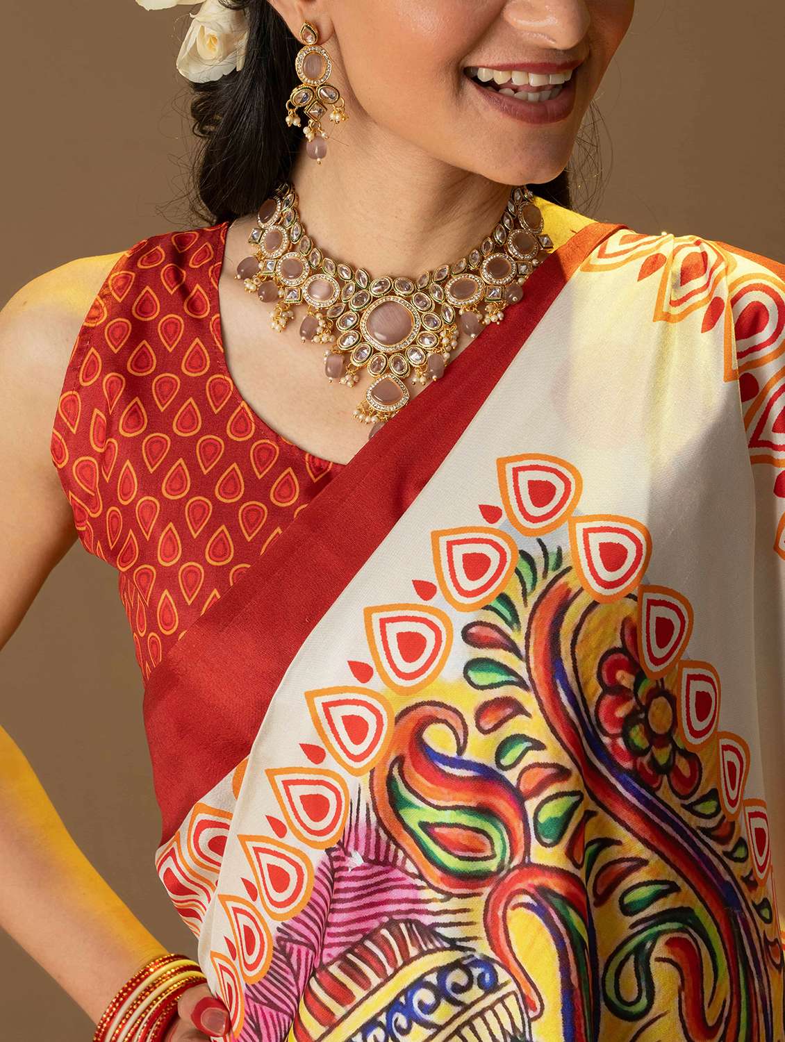 women printed casual wear saree with blouse - 21911820 - Standard Image - 5