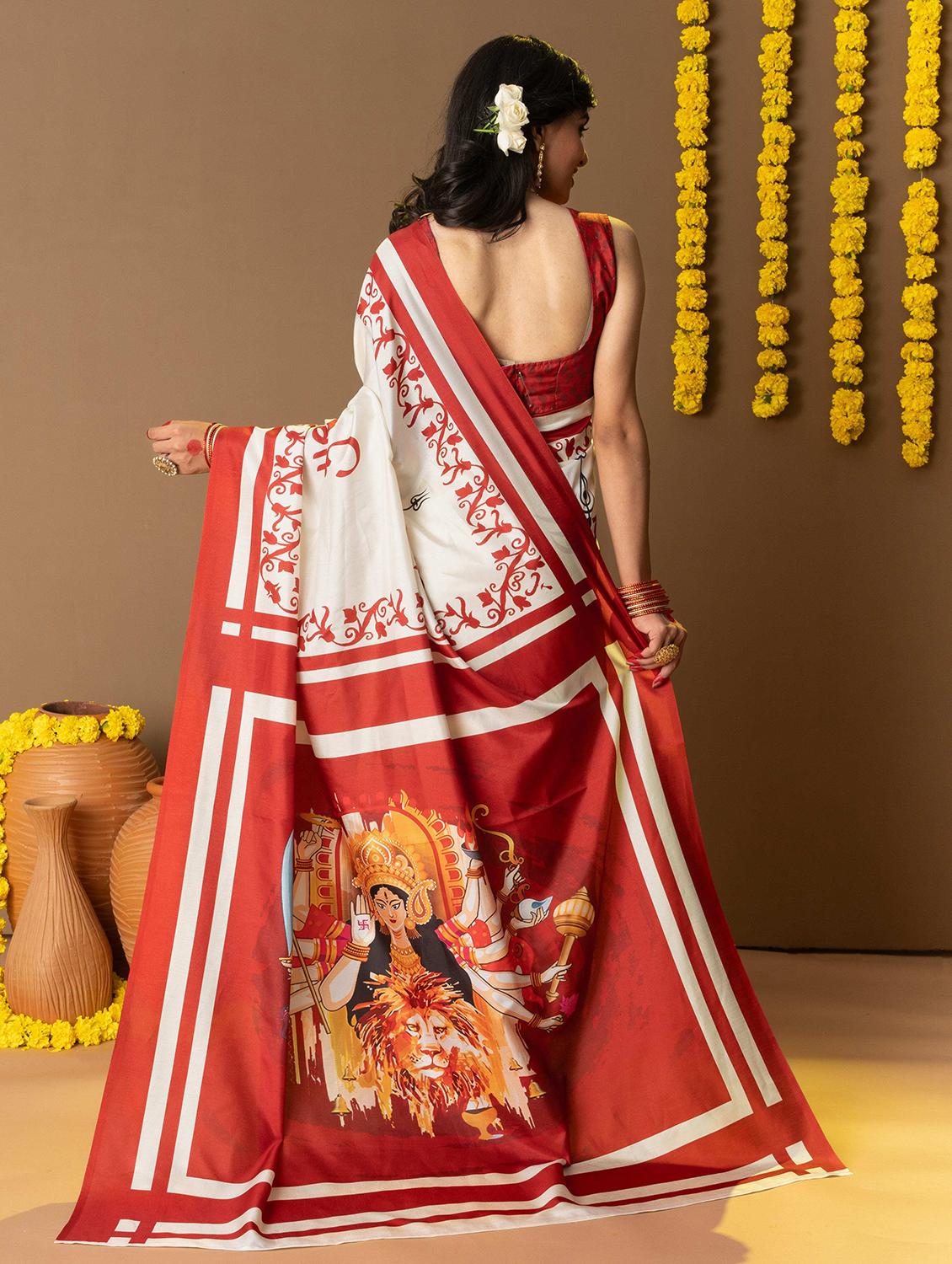 women printed casual wear saree with blouse - 21911822 - Standard Image - 3