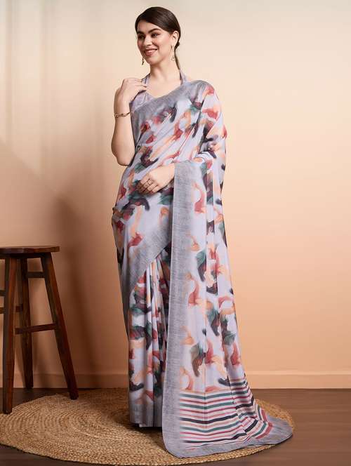 women printed casual wear saree with blouse - 21911836 -  Standard Image - 0