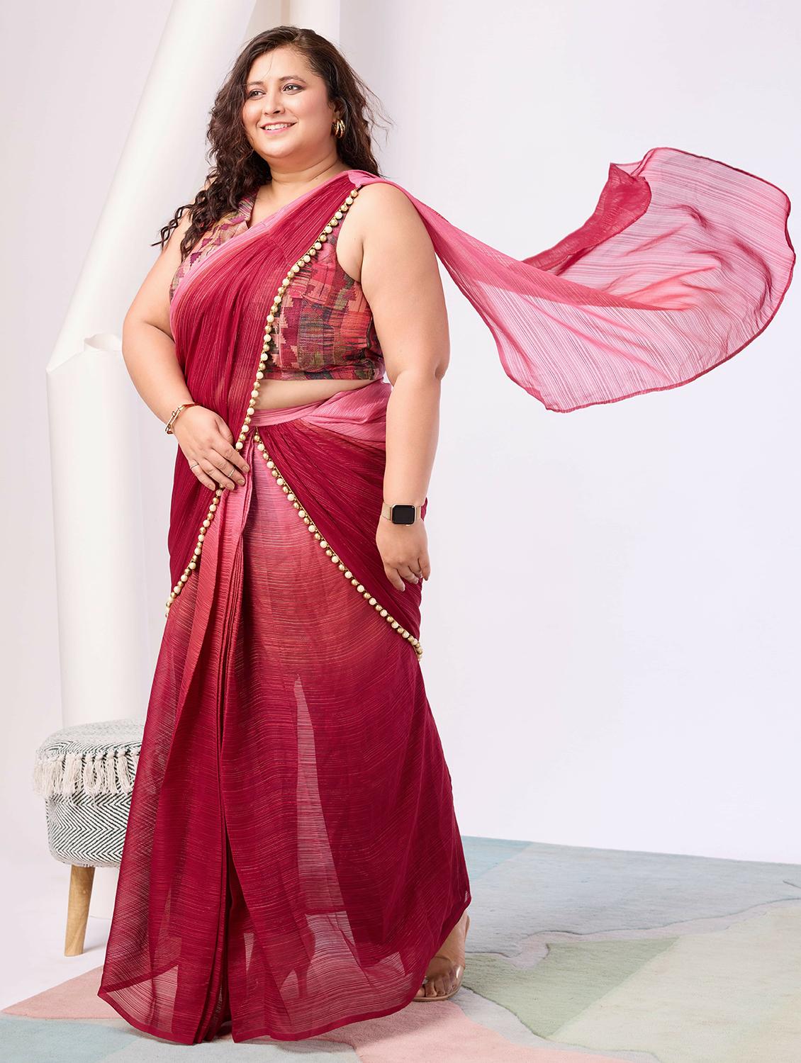 women ombre ready to wear saree with blouse - 21911873 - Zoom Image - 0