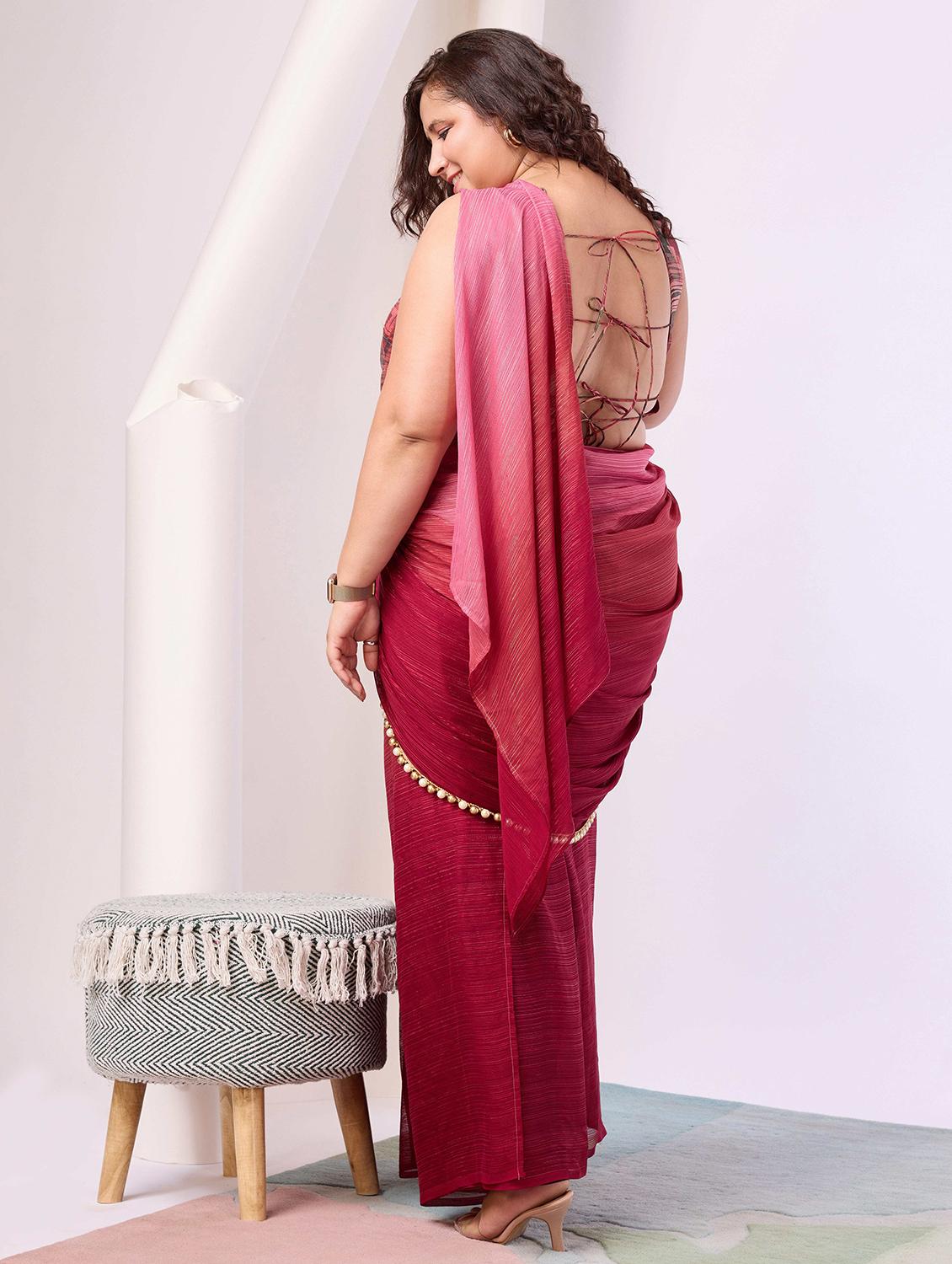 women ombre ready to wear saree with blouse - 21911873 - Standard Image - 3