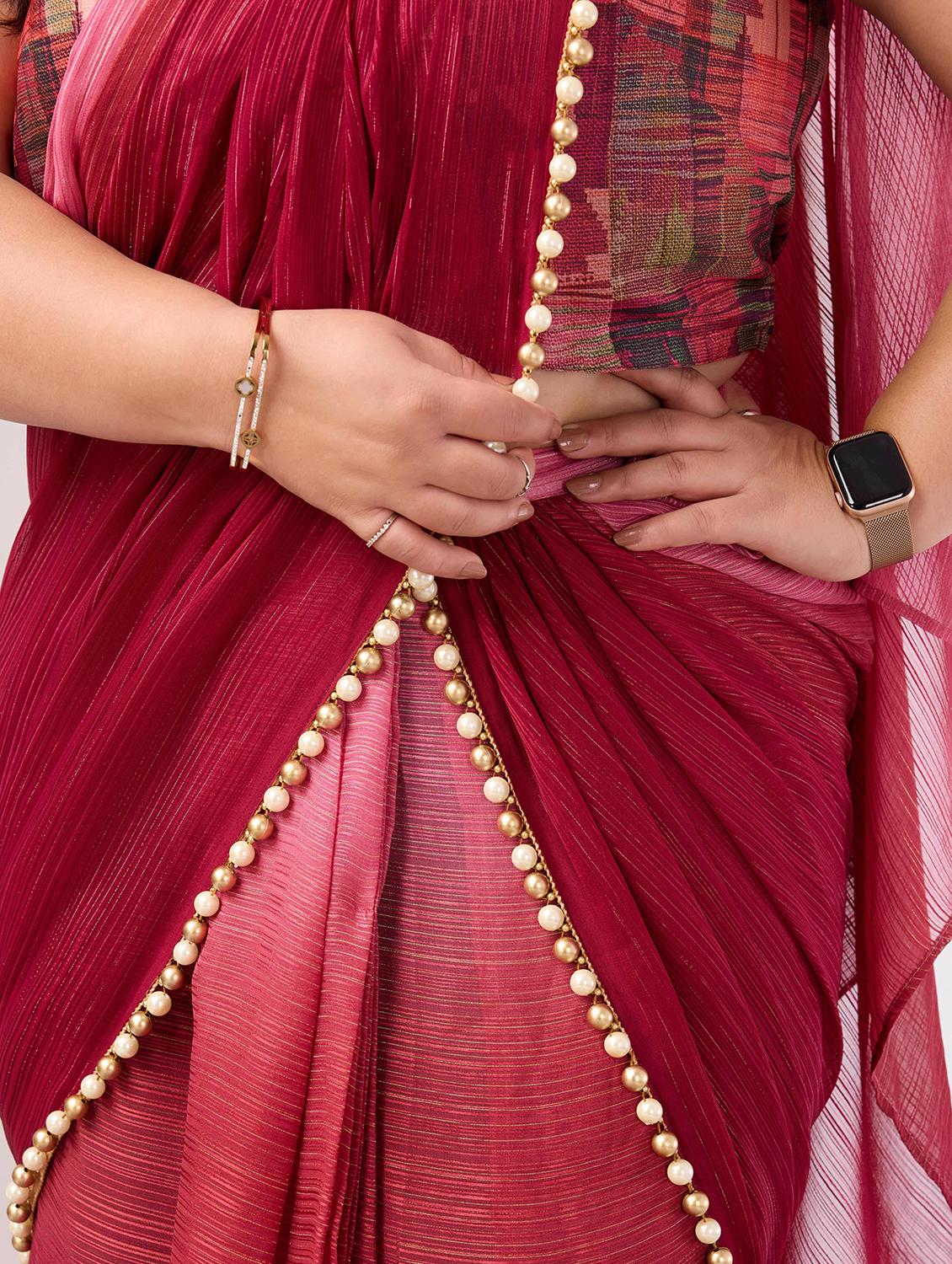 women ombre ready to wear saree with blouse - 21911873 - Standard Image - 5