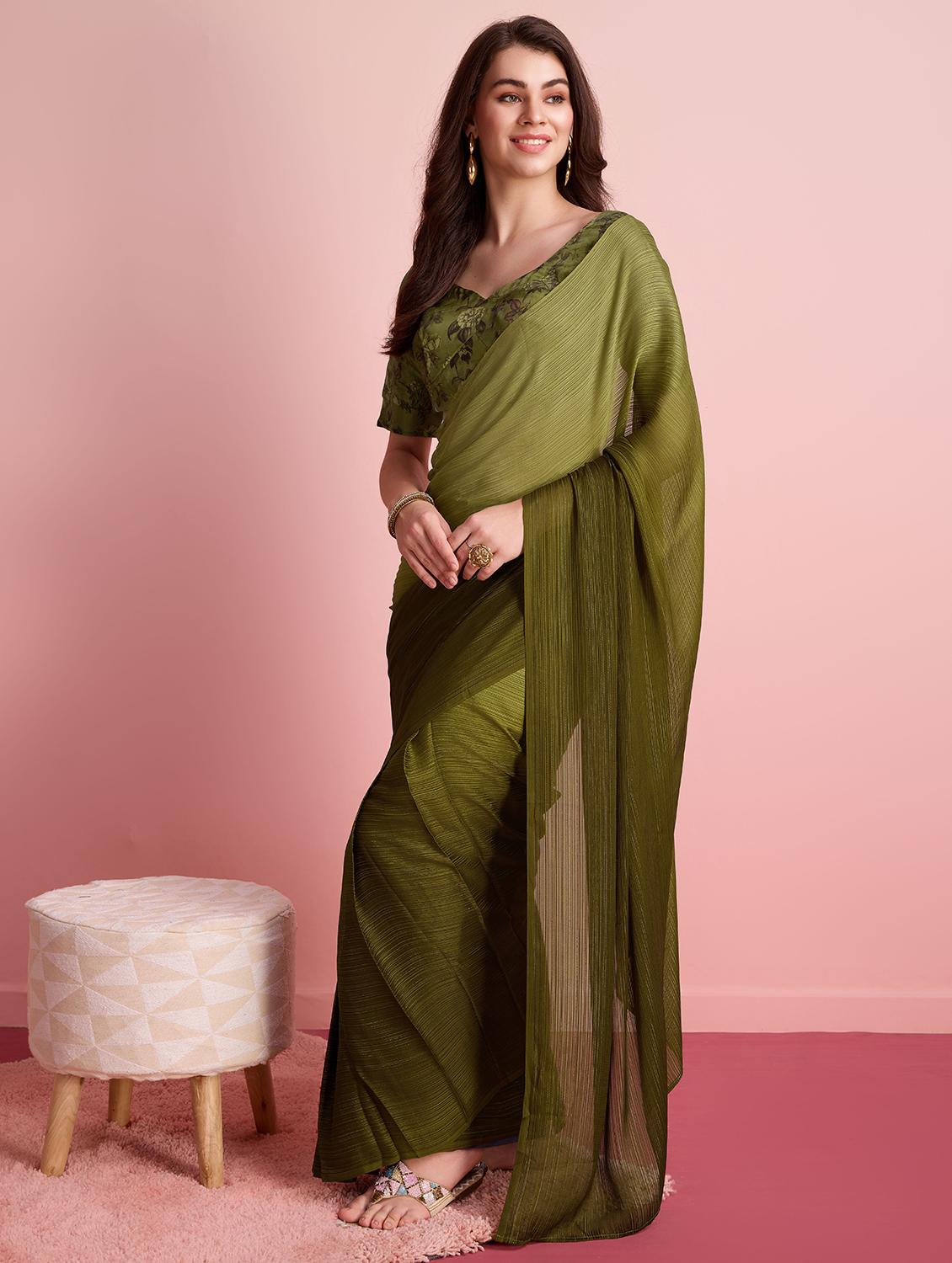 women ombre printed ready to wear saree with blouse - 21912258 -  Zoom Image - 0