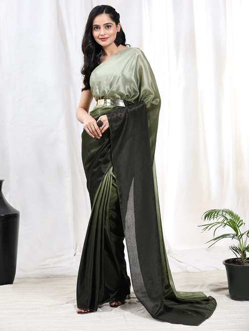 women ombre printed ready to wear saree with blouse