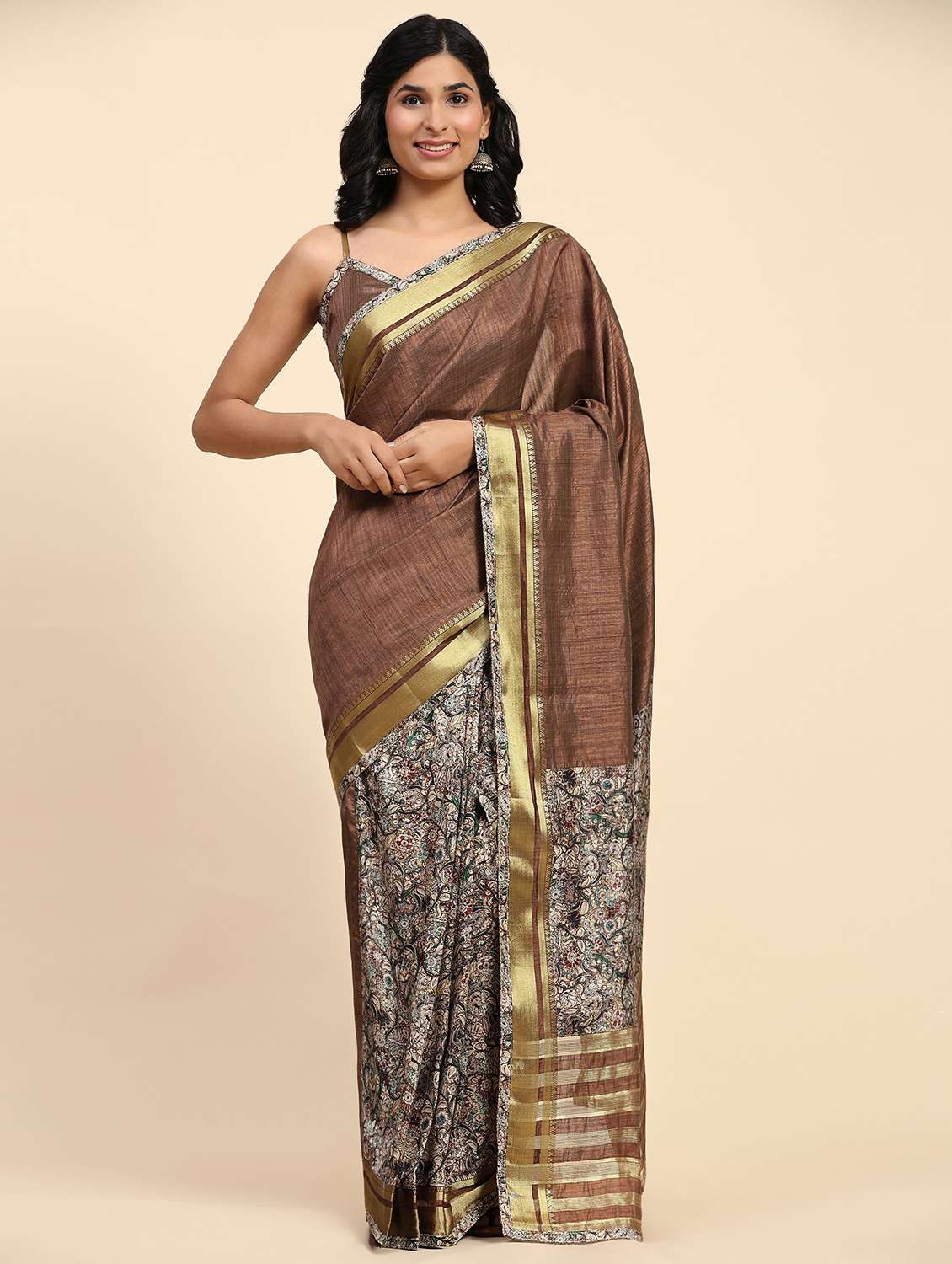 women printed ready to wear saree with blouse - 21912267 - Standard Image - 3