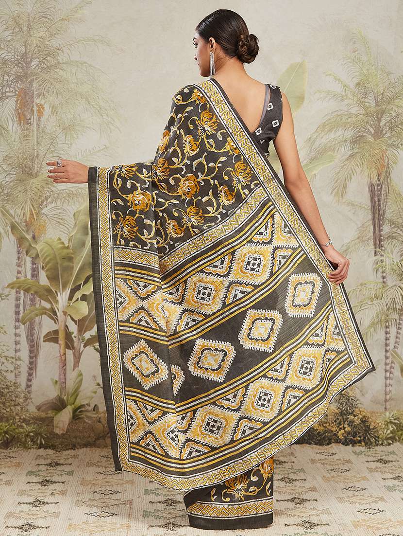 women printed casual wear saree with blouse - 21912326 -  Standard Image - 3