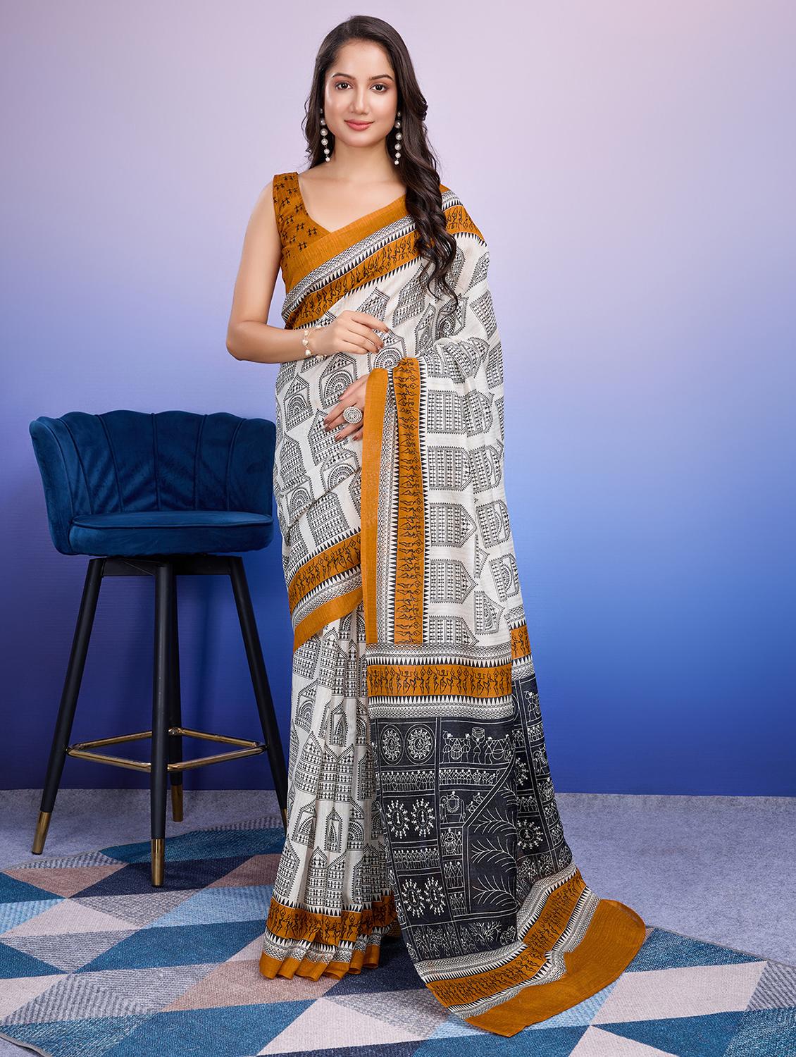 women printed casual wear saree with blouse - 21912329 - Zoom Image - 0