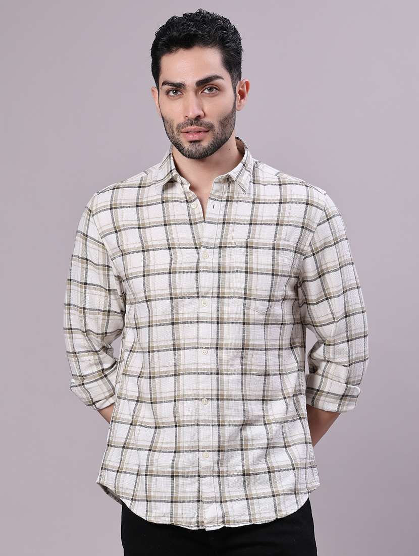 men checkered collared long sleeve shirt - 21912454 - Zoom Image - 0