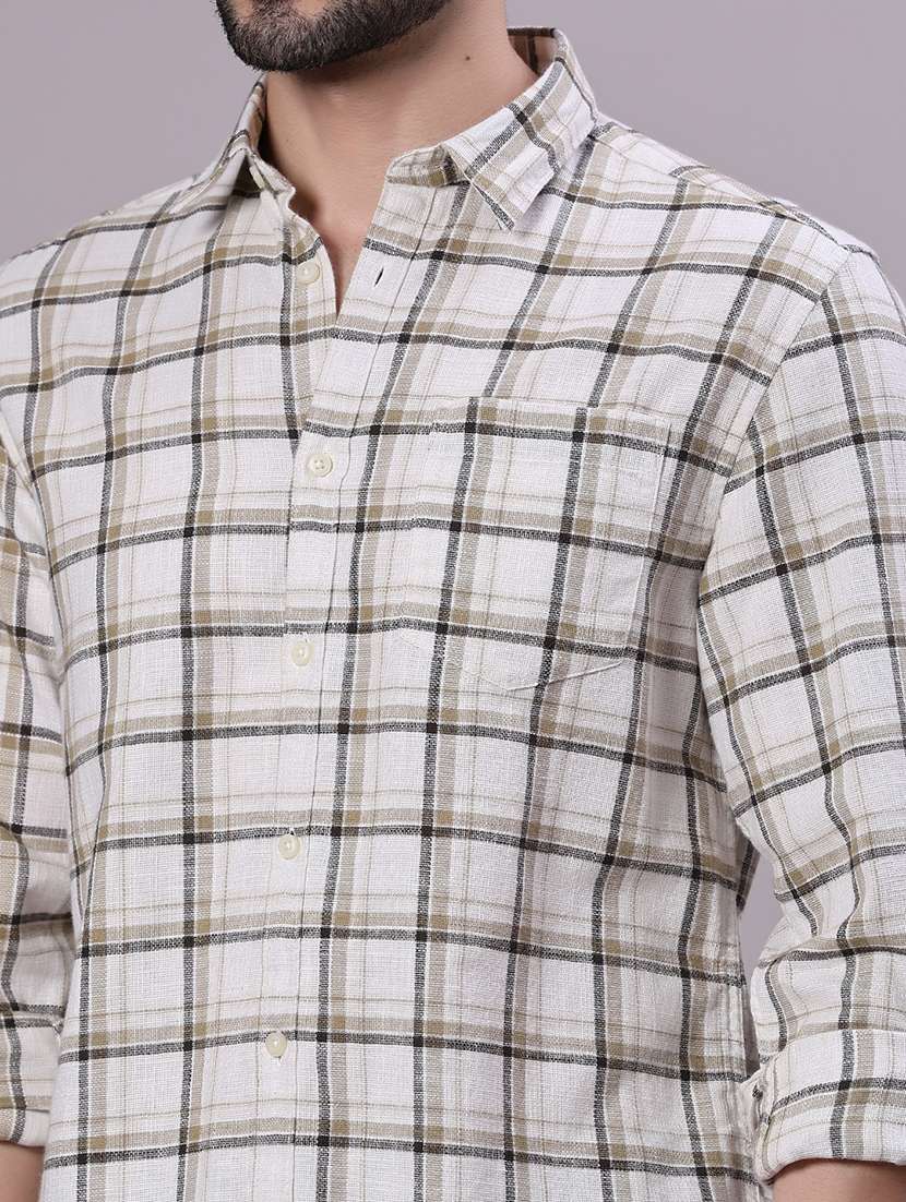 men checkered collared long sleeve shirt - 21912454 - Standard Image - 5