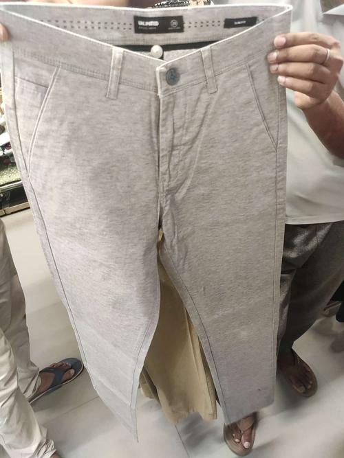 light grey satin casual trousers - 21912455 - Standard Image - 0
