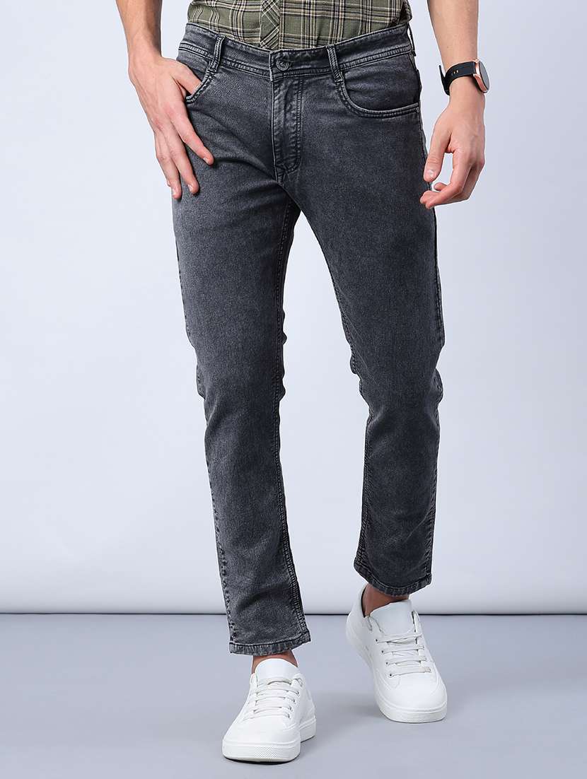 men solid mid rise slim fit jean