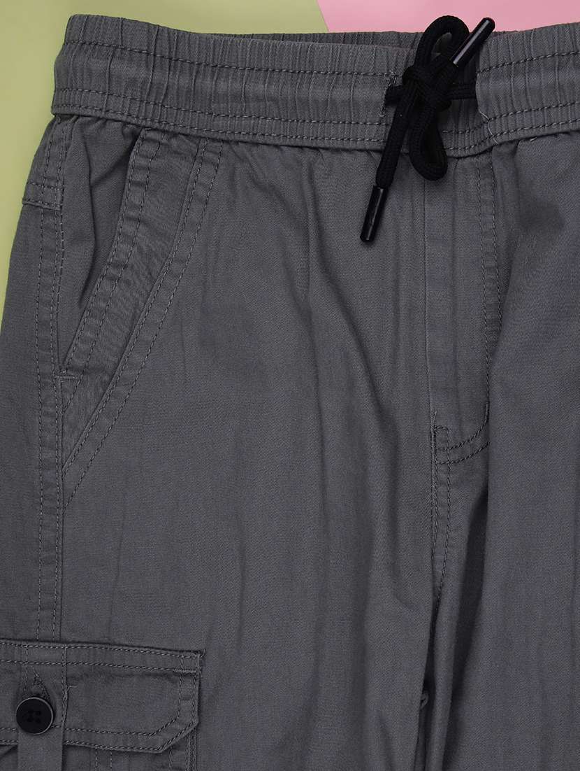 boys solid mid rise relaxed fit cargo - 21912474 -  Standard Image - 3