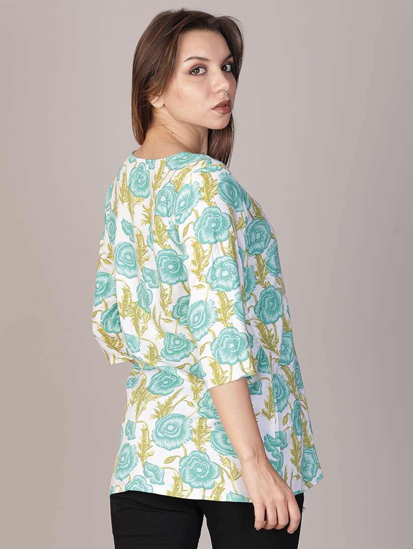 women printed three quarter sleeve kurti - 21912506 -  Standard Image - 3