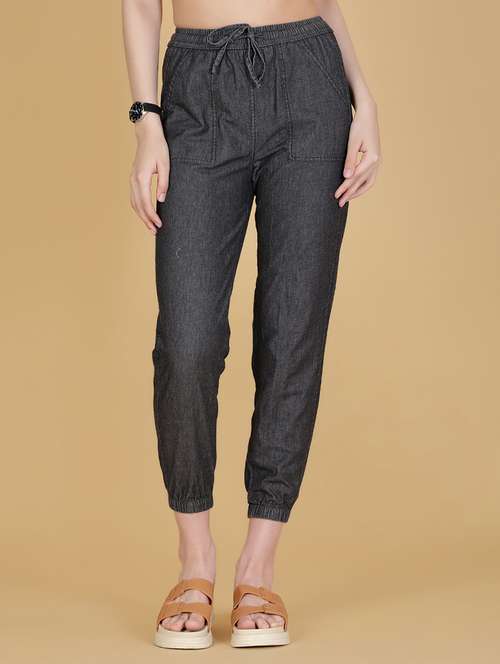 women solid mid rise jogger - 21912524 - Standard Image - 0