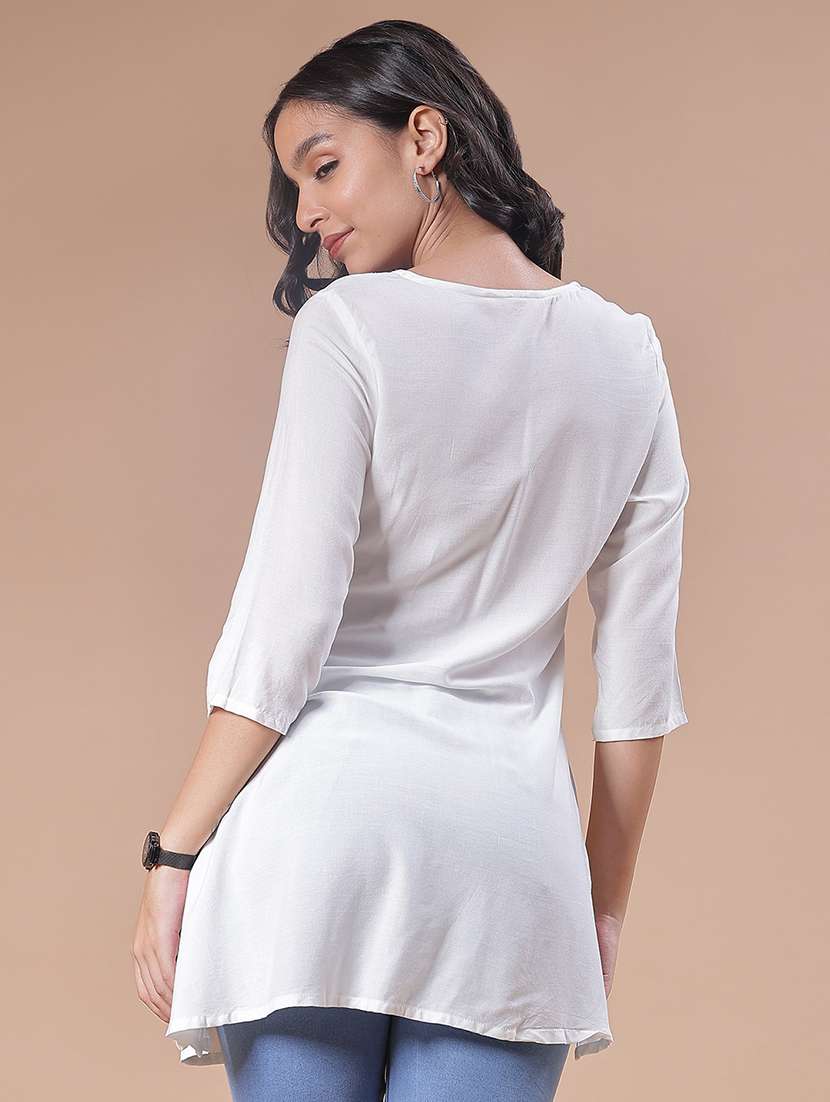 women embroidered three quarter sleeve kurti - 21912539 -  Standard Image - 3