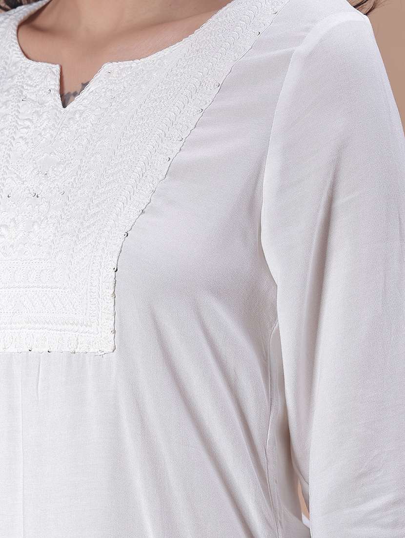 women embroidered three quarter sleeve kurti - 21912539 -  Standard Image - 5