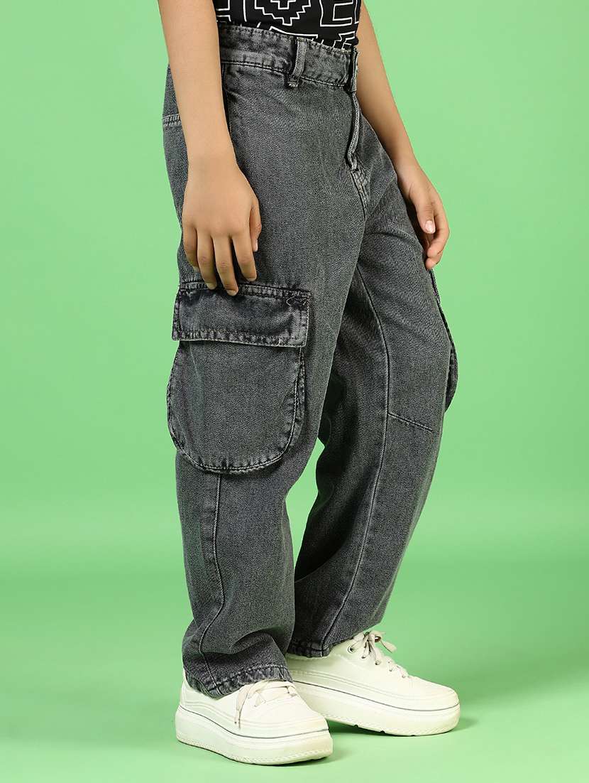 boys solid mid rise relaxed fit cargo - 21913034 -  Standard Image - 5