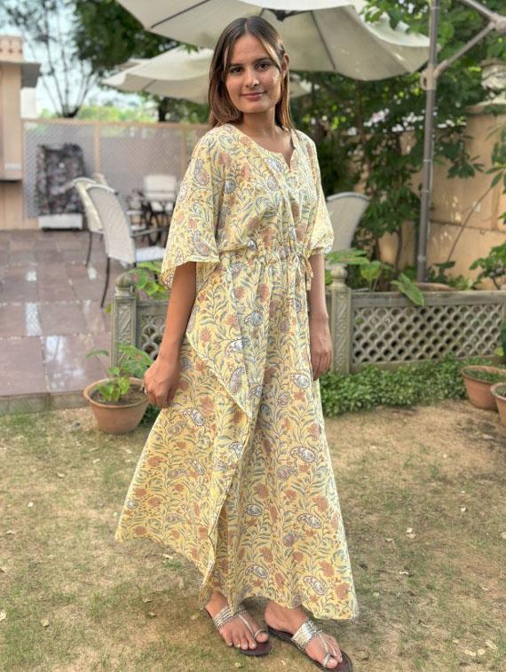 women printed kimono sleeves kaftan dress - 21913051 - Standard Image - 3