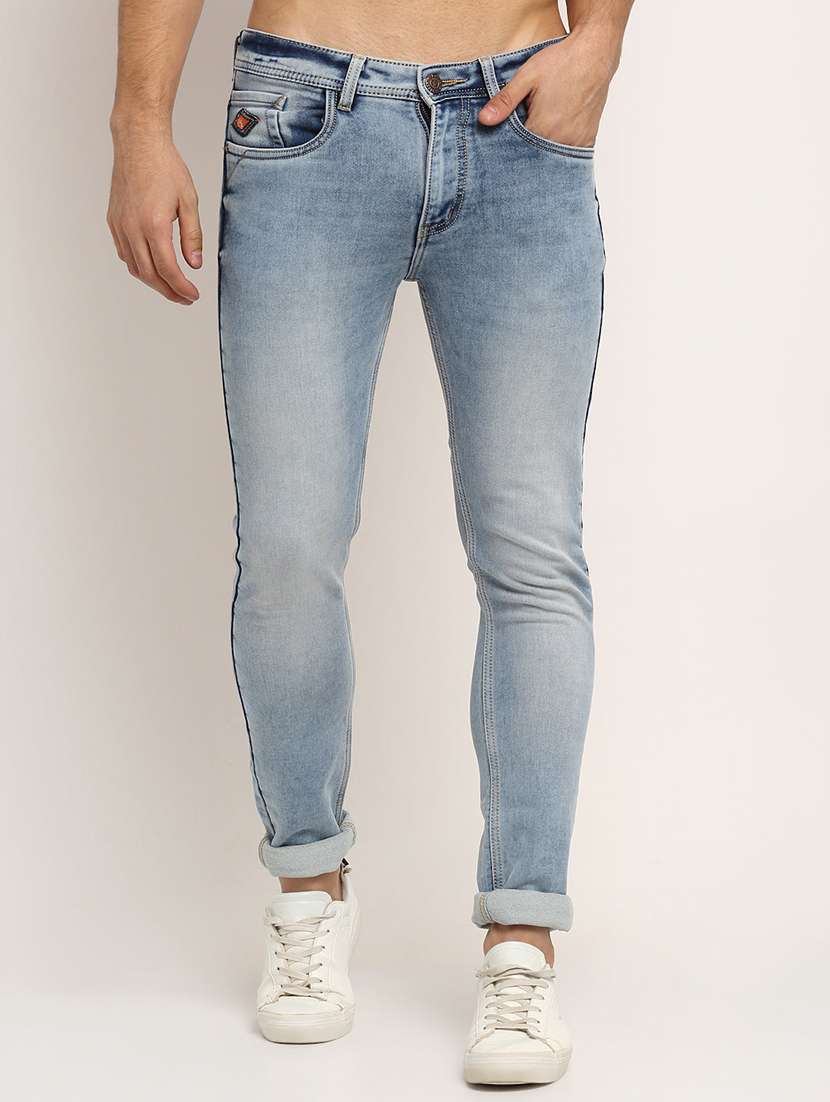 men mid rise full length denim jeans