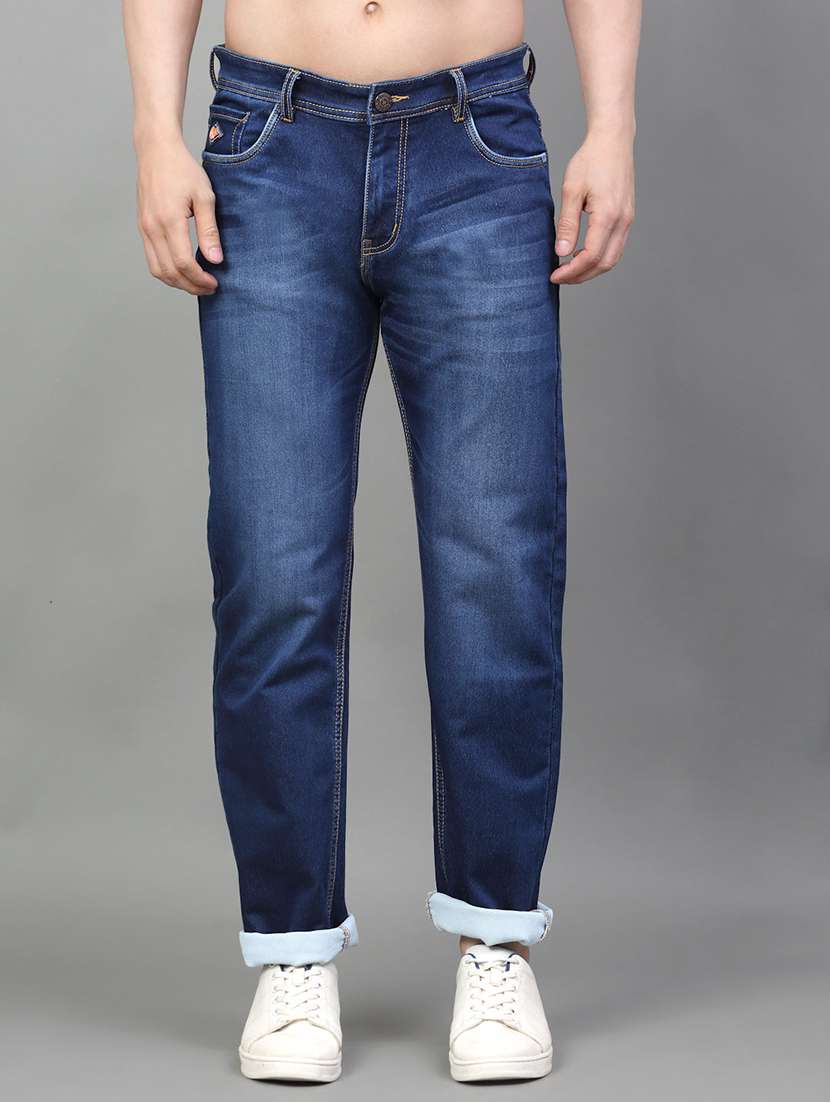 men mid rise full length straight fit denim jeans