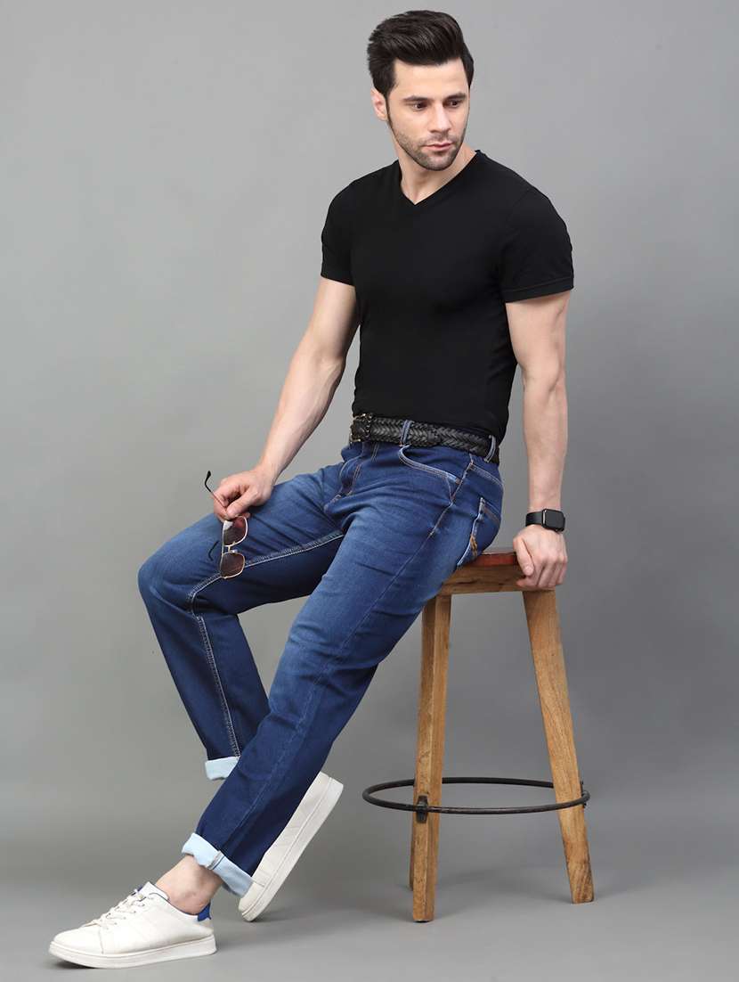men mid rise full length straight fit denim jeans - 21913083 -  Standard Image - 3
