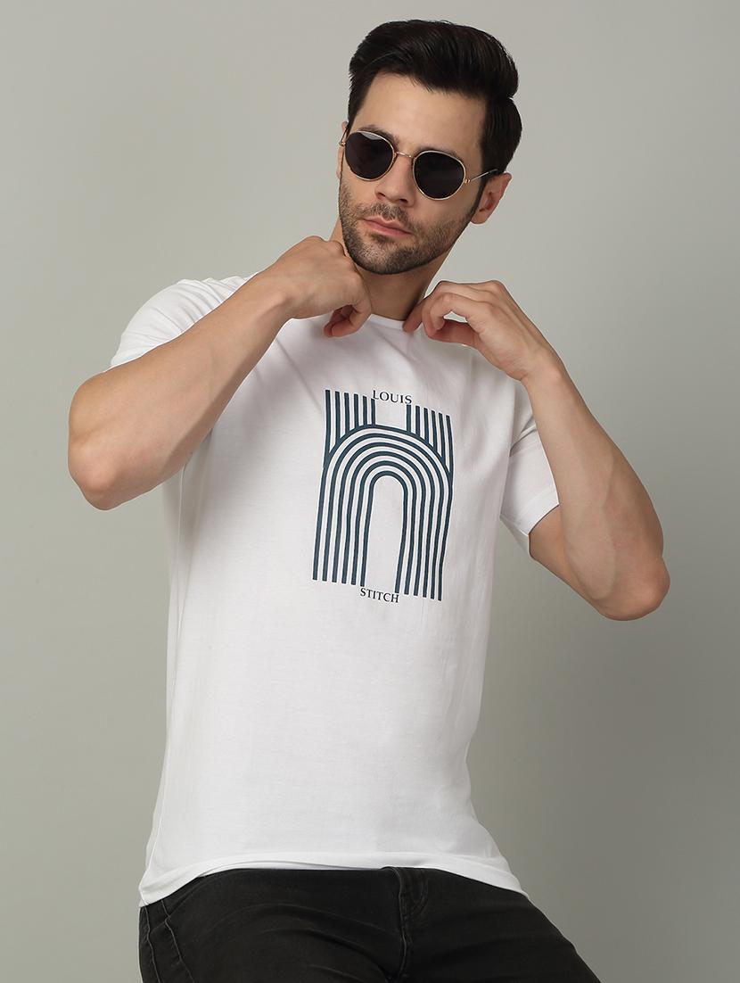 men front print round neck regular fit t-shirt - 21913100 - Zoom Image - 0