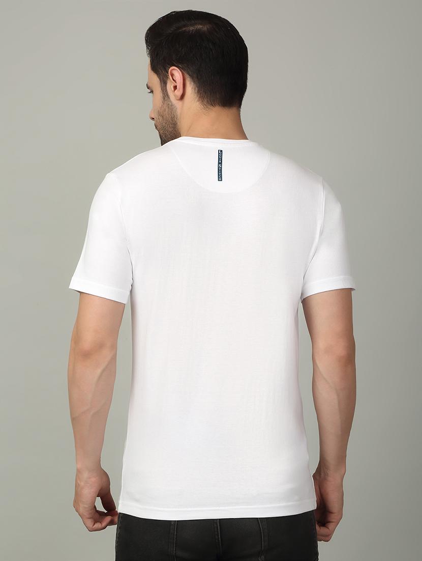 men front print round neck regular fit t-shirt - 21913100 - Standard Image - 3