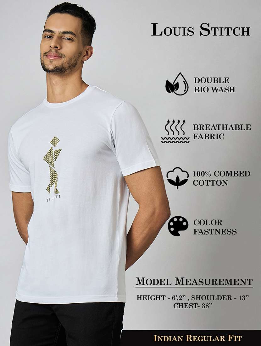 men front print round neck regular fit t-shirt - 21913127 -  Standard Image - 5