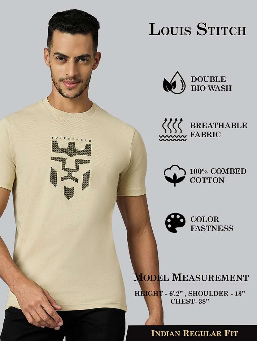 men front print round neck regular fit t-shirt - 21913133 -  Standard Image - 5