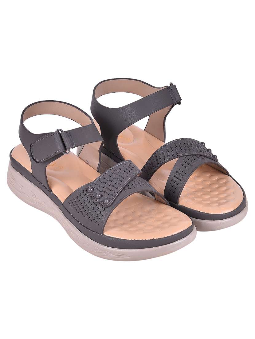 women grey ankle strap wedge - 21913187 - Zoom Image - 0