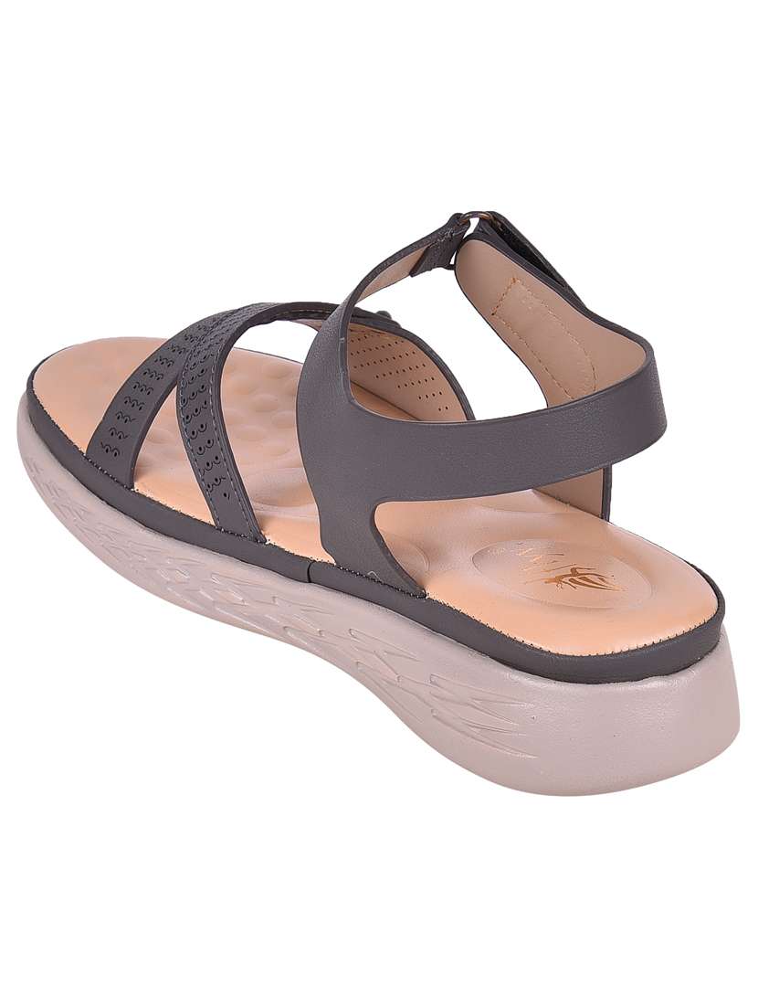 women grey ankle strap wedge - 21913187 - Standard Image - 3