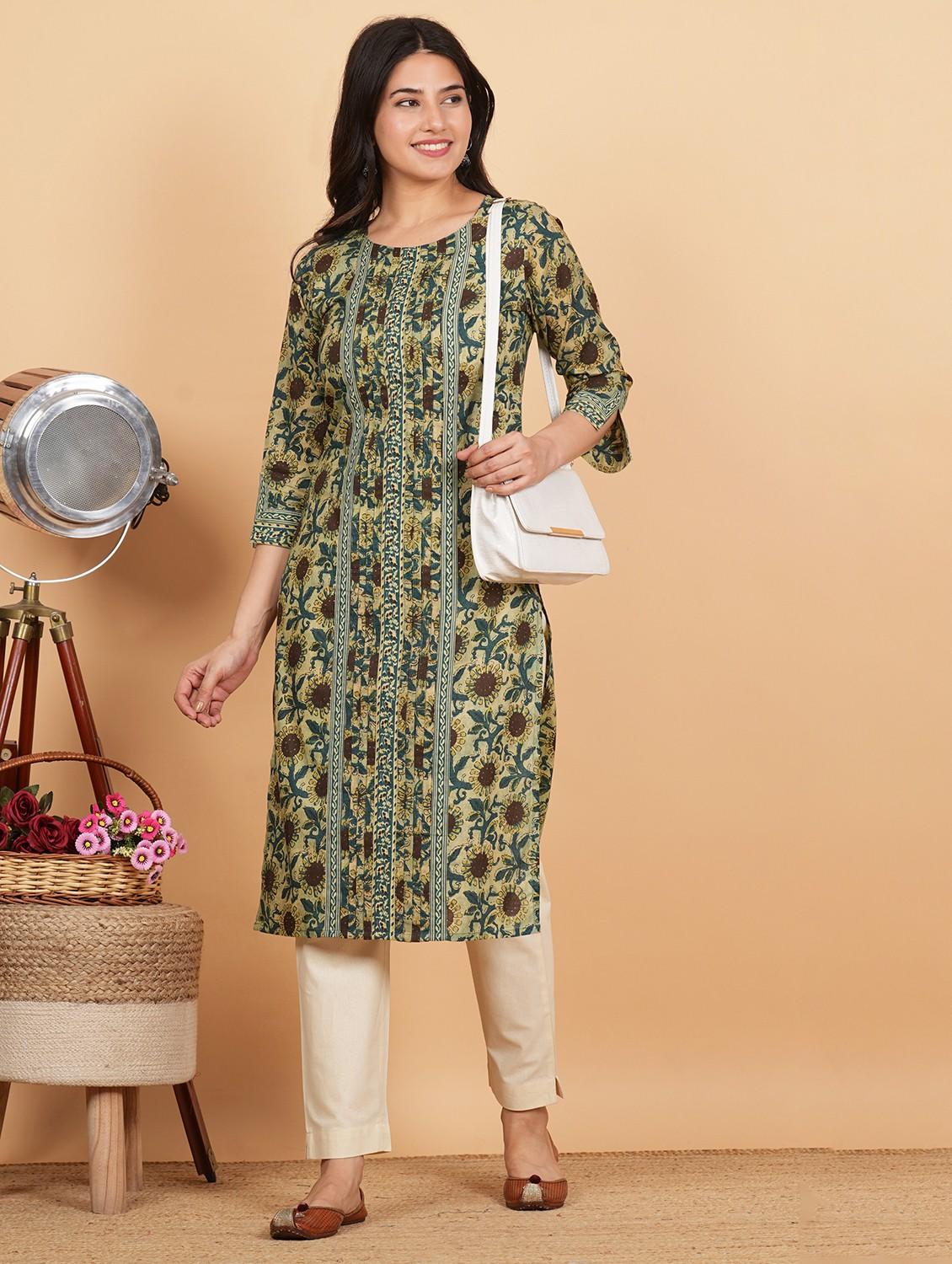 women three quarter sleeve straight kurta - 21913195 - Zoom Image - 0