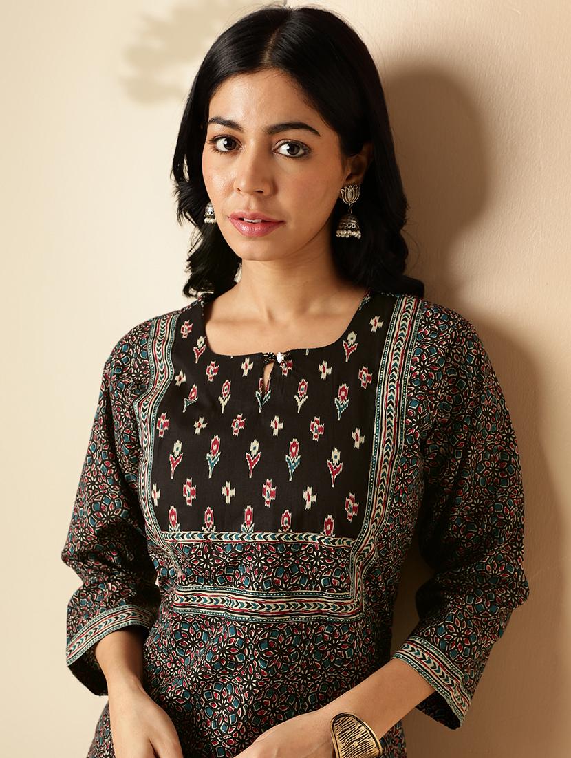 women printed three quarter sleeve straight kurta - 21913200 - Standard Image - 5