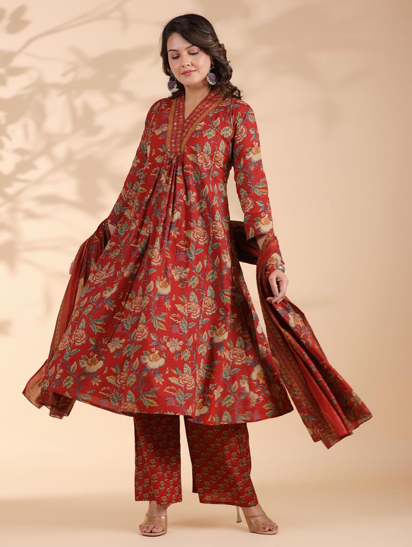 women three quarter sleeve kurta palazzo with dupatta set - 21913222 - Standard Image - 5