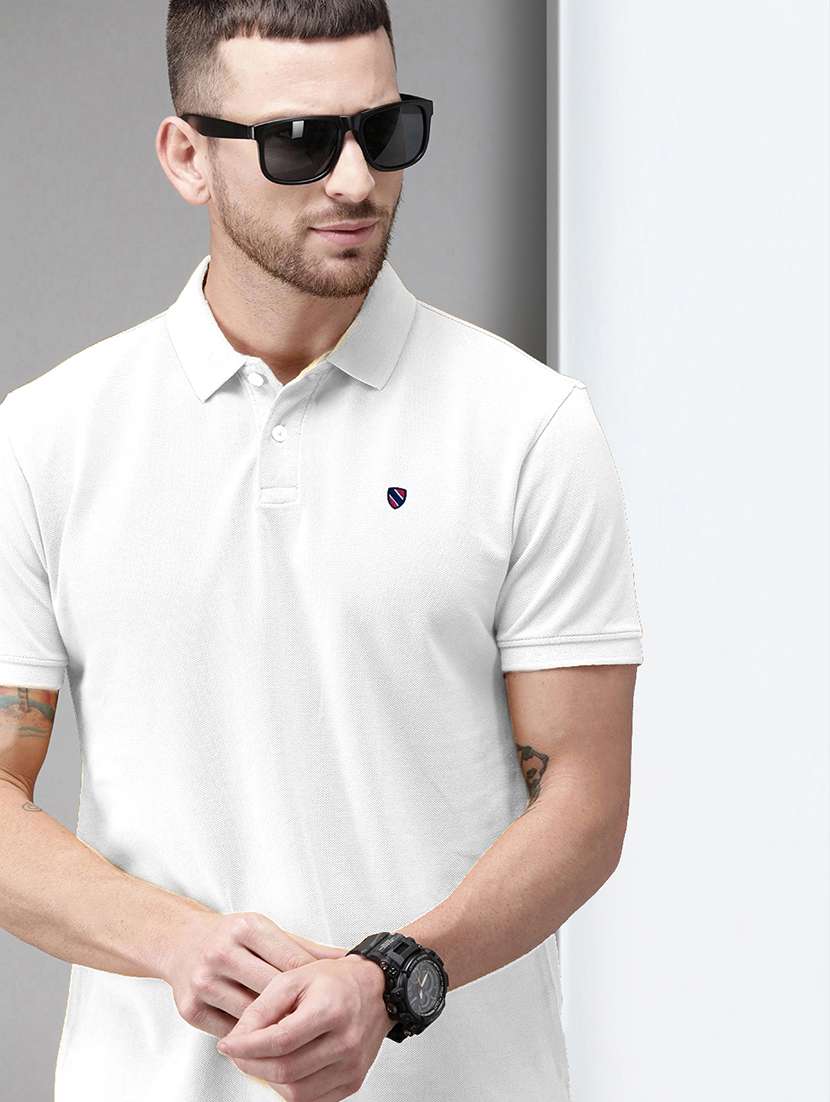 men solid short sleeve regular fit polo t-shirt