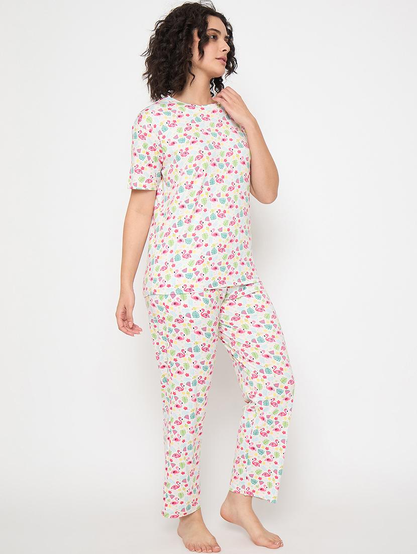women printed nightwear pyjama set - 21913309 - Standard Image - 3