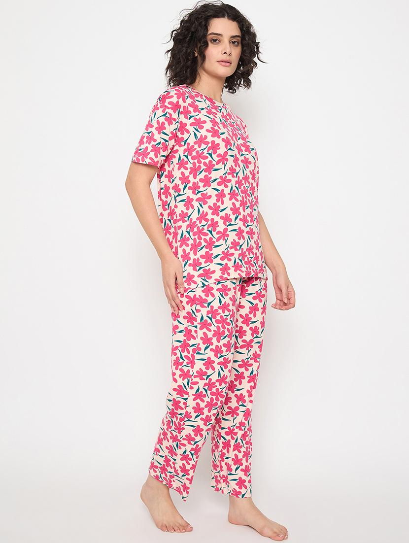women floral printed nightwear pyjama set - 21913312 - Standard Image - 3