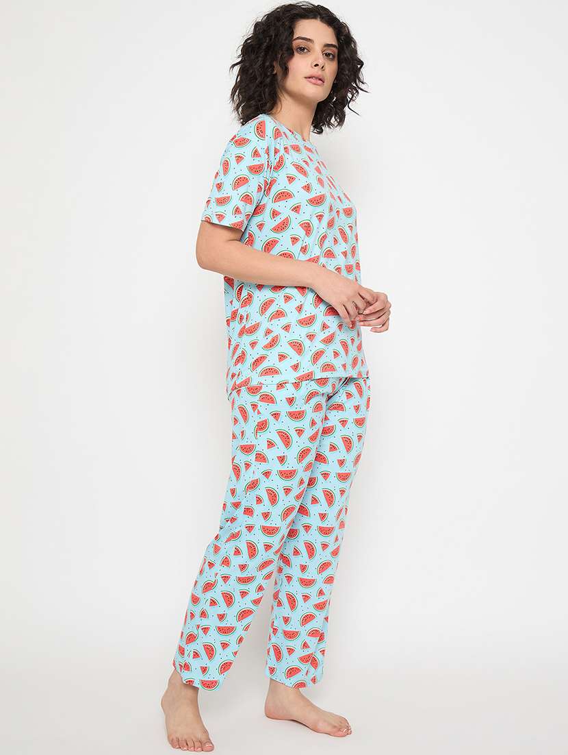 women printed nightwear pyjama set - 21913313 -  Standard Image - 3