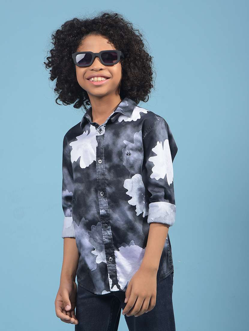 boys printed collared long sleeves shirt