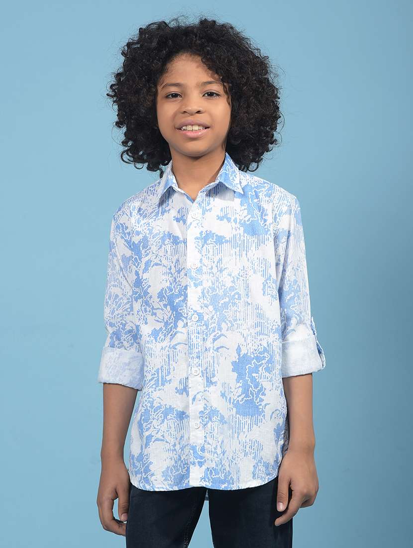 boys printed collared long sleeves shirt