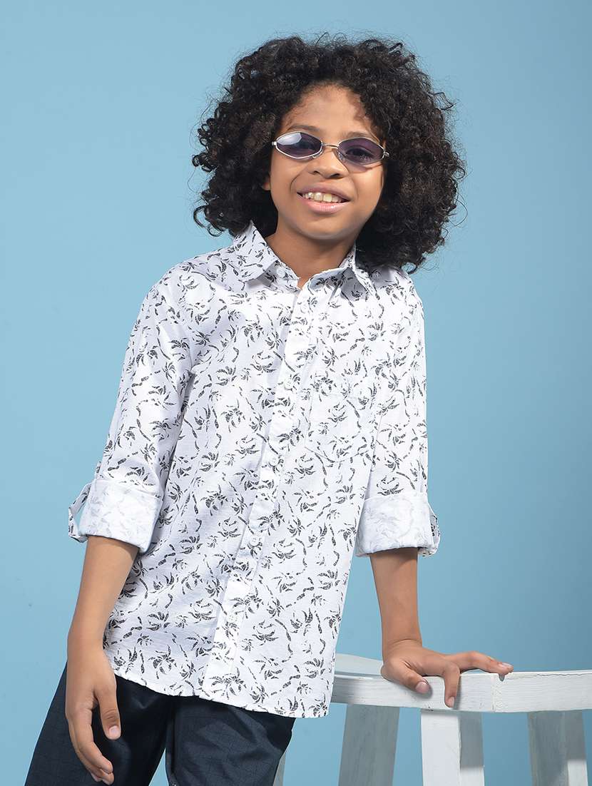 boys printed collared long sleeves shirt