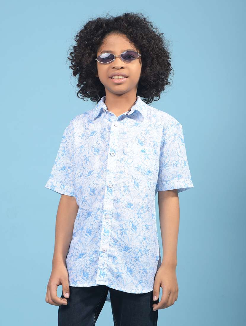 boys floral printed short sleeve casual shirt