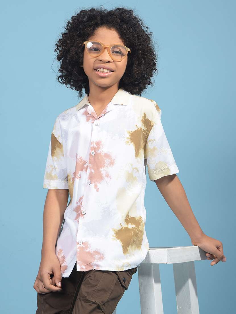 boys printed collared short sleeves shirt