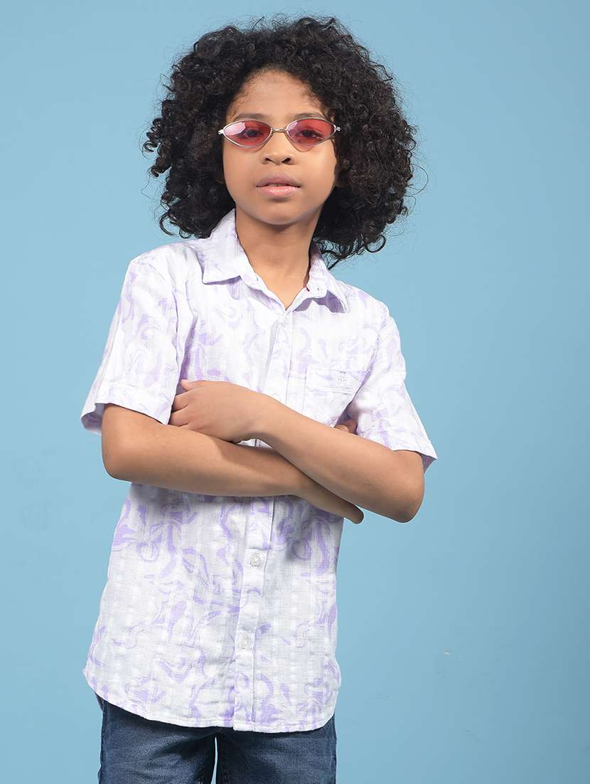 boys printed collared short sleeves shirt