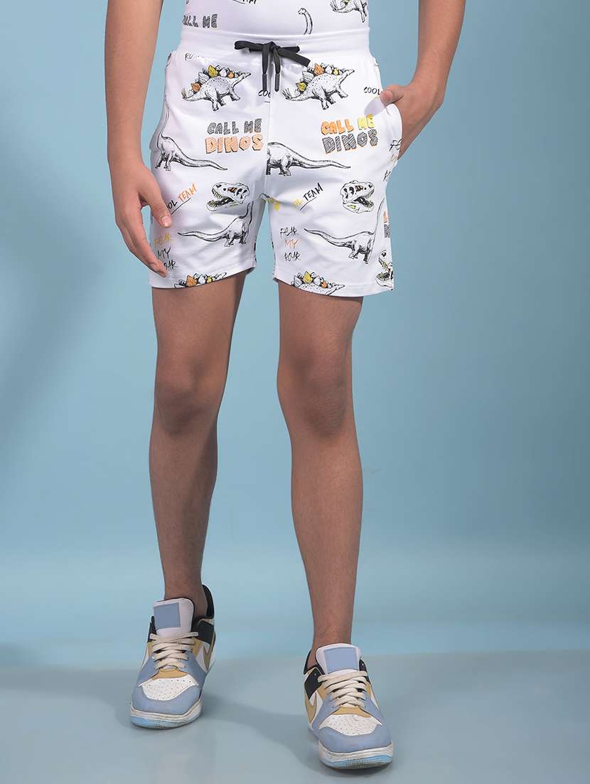 boys printed mid rise regular fit shorts 