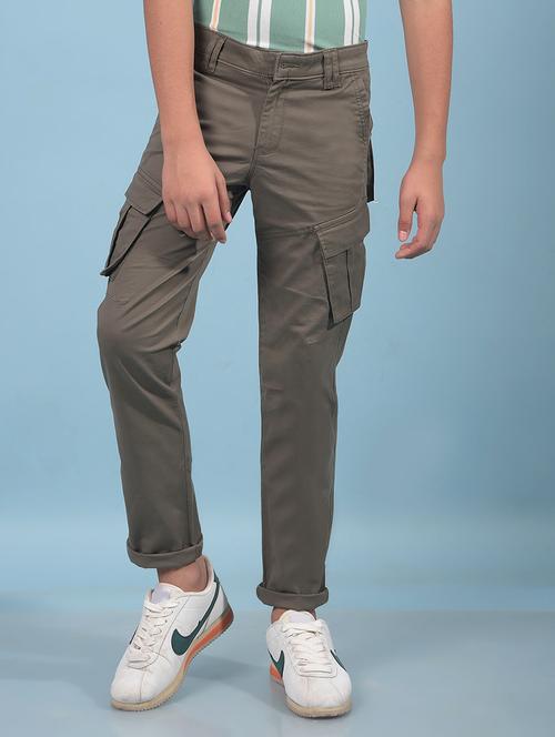 boys solid mid rise cargo - 21913513 - Standard Image - 0